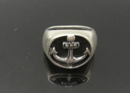 925 Sterling Silver  Vintage Ship Anchor Nautical Motif Band Ring Sz 8 RG22640