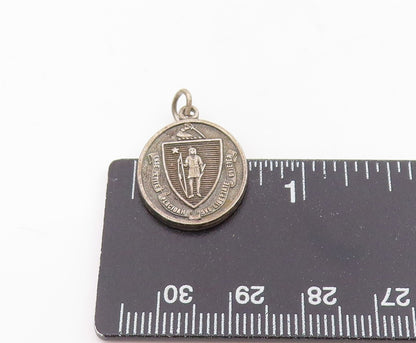 925 Sterling Silver Vintage Pendant Massachusetts Mass State Seal Charm PT25506