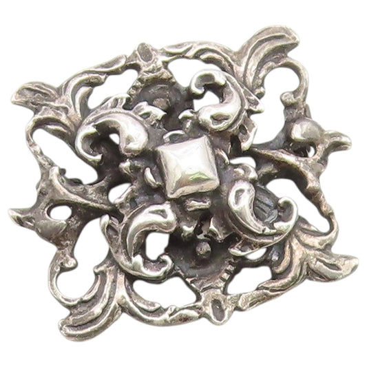 925 Sterling Silver Vintage Brooch Pin Classic Scrollwork Foliage Motif  BP12656