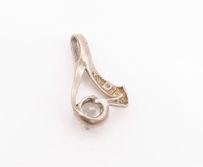 925 Sterling Silver Vintage Pendant CZ Minimalist Twisted Love Heart  PT24913