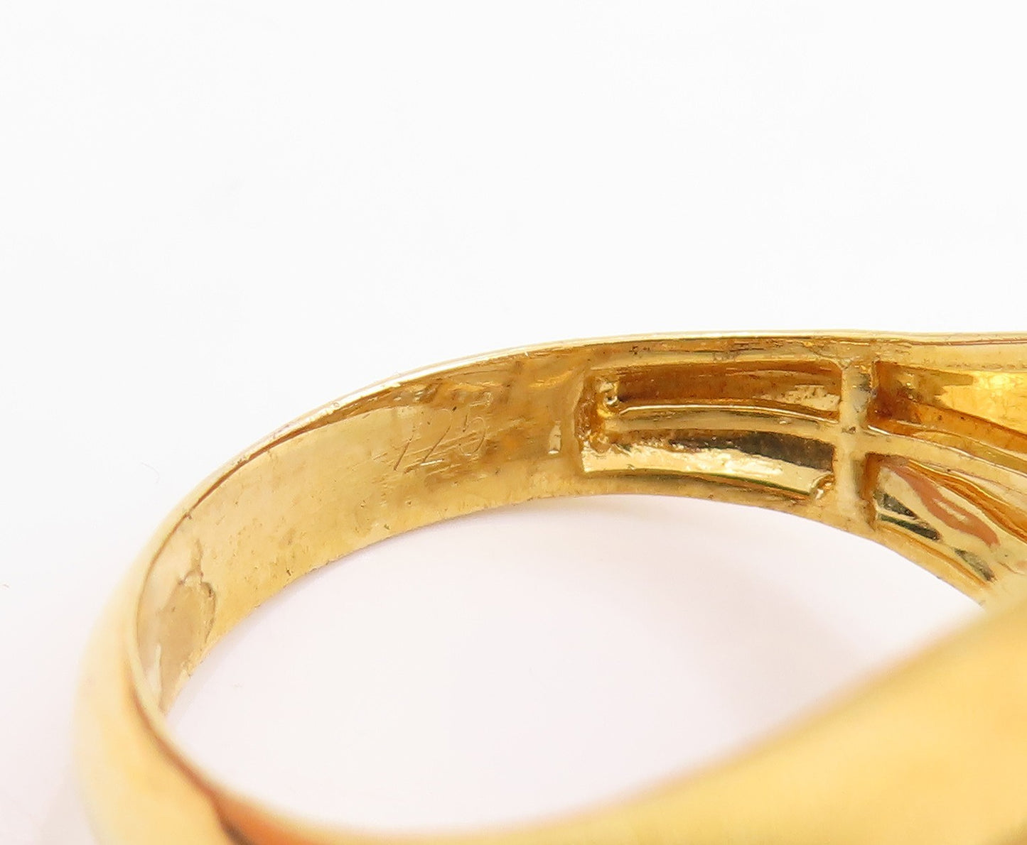 925 Sterling Silver Vintage Ring Gold Plated CZ Symbol Band  Sz 10  RG35714