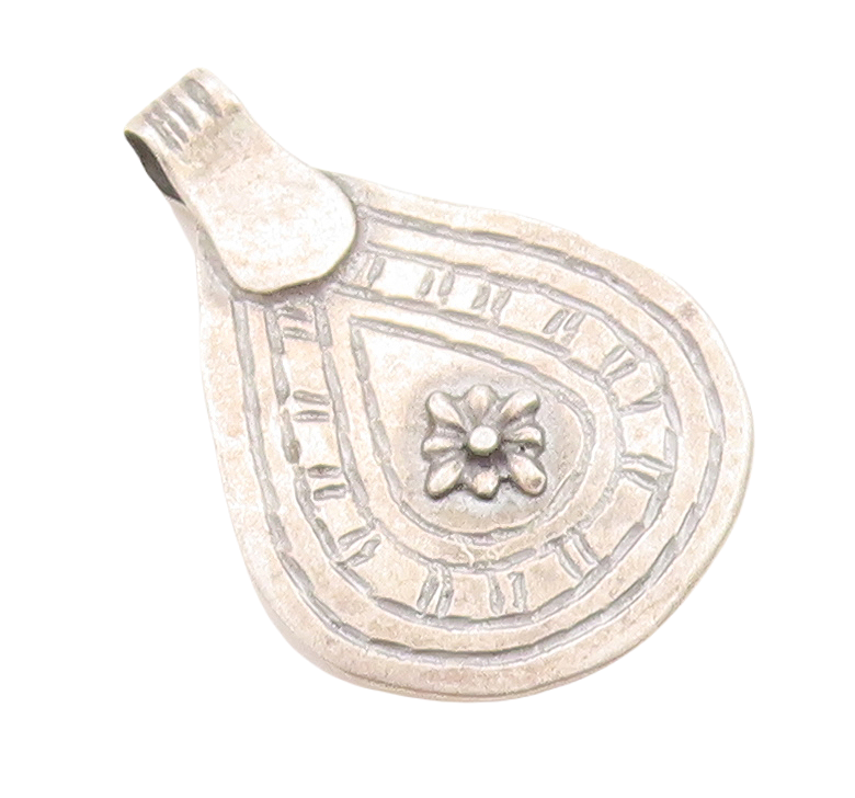 925 Sterling Silver Vintage Pendant Dark Tone Flower & Design Etched  PT23743