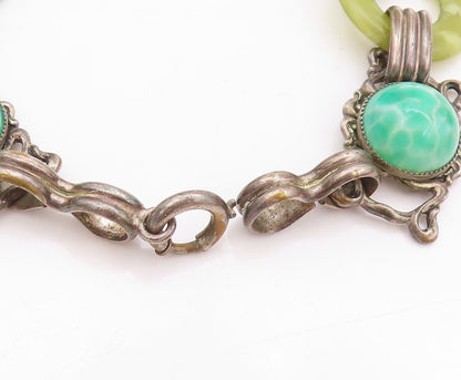 925 Sterling Silver Vintage Bracelet Gemstone Half Sphere & Rings  BT11245
