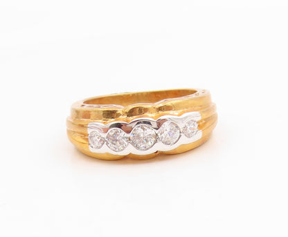 925 Sterling Silver Vintage Ring Gold Plated Five Stone Topaz  Sz 6.5  RG35721