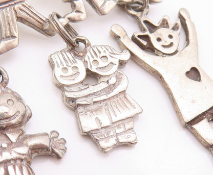 925 Sterling Silver Vintage Brooch Cutout Happy Children Playing  BP11521