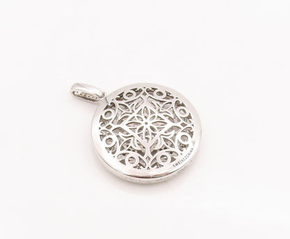 925 Sterling Silver Vintage Pendant Cutout Floral Design CZ Inlay  PT23300
