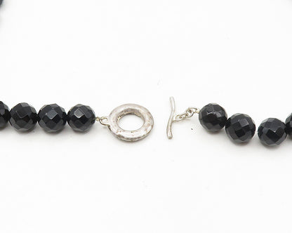 DAVID SIGAL 925 Silver  Vintage Faceted Black Hematite Chain Necklace  NE2929