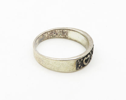 925 Sterling Silver  Vintage Oxidized Love Hearts Band Ring Sz 8  RG18892