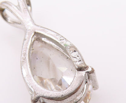 925 Sterling Silver  Vintage Shiny Pear Shape Cubic Zirconia Pendant  PT19752
