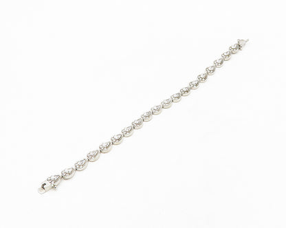 925 Sterling Silver  Shiny Cubic Zirconia Tear Drop Chain Bracelet  BT7551