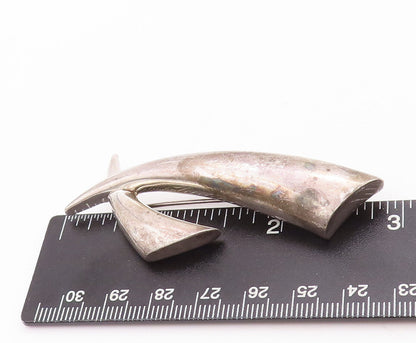 925 Sterling Silver Vintage Brooch Pin KRYPELL Solid Carved Animal Teeth BP10920