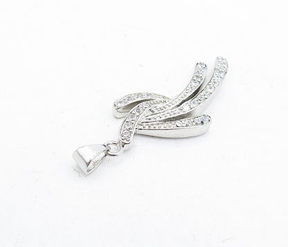 925 Sterling Silver Sparkling Cubic Zirconia Split Design Drop Pendant PT3998