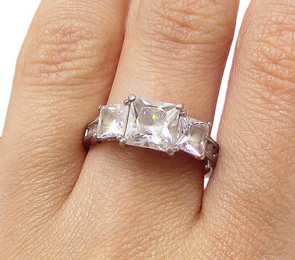 925 Silver  Vintage White Topaz & Cubic Zirconia Band Ring Sz 6.5  RG3221