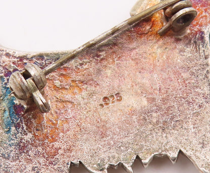 925 Sterling Silver  Vintage Two Tone Dog Animal Motif Brooch Pin  BP9290