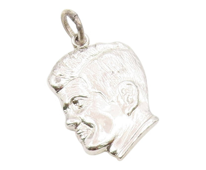 925 Sterling Silver  Vintage John F Kennedy Head With Quote Pendant  PT20462
