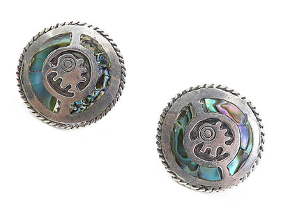 RRB MEXICO 925 Sterling Silver  Vintage Abalone Non Pierce Earrings  EG4181