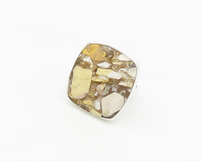 925 Sterling Silver  Jasper Shiny Square Cocktail Ring Sz 10  RG17764