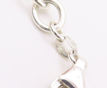 925 Sterling Silver Vintage Bracelet Ring Chain Cutout Heart & Message  BT10643