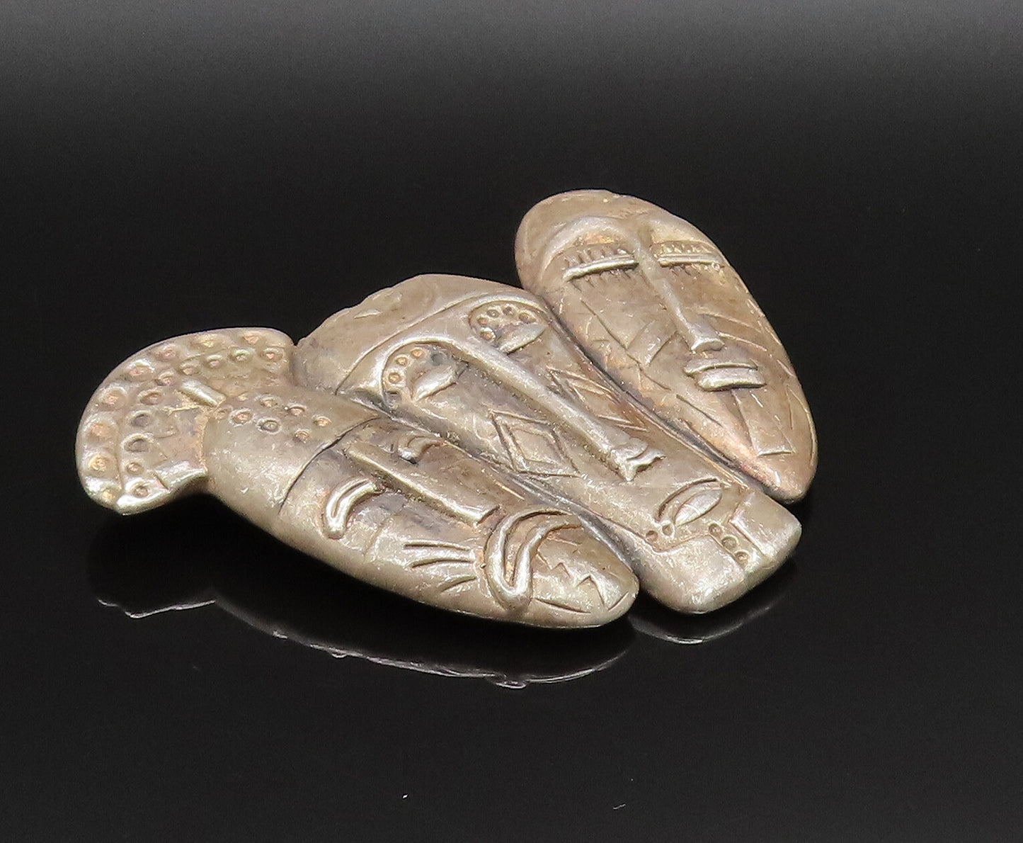 FREDERIC JEAN DUCLOS 925 Silver  Vintage Large Warrior Head Brooch Pin  BP9800