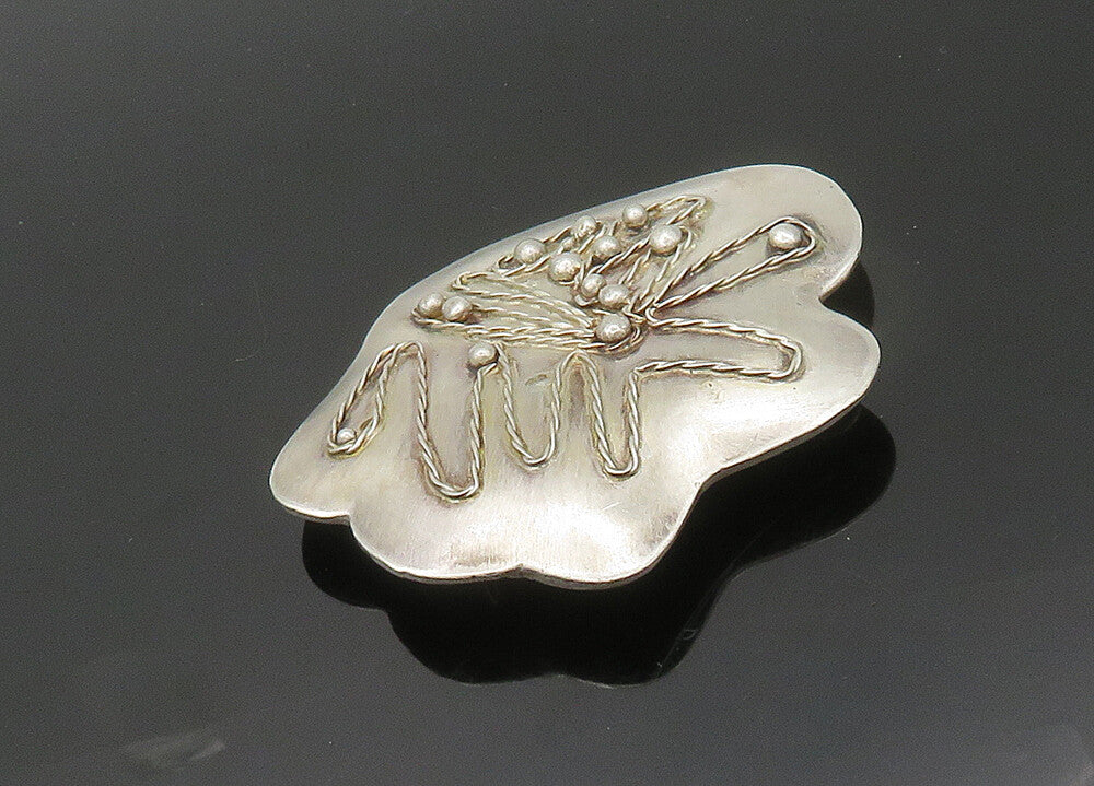 BWS 925 Sterling Silver  Vintage Modernist Twist Pattern Brooch Pin  BP8091