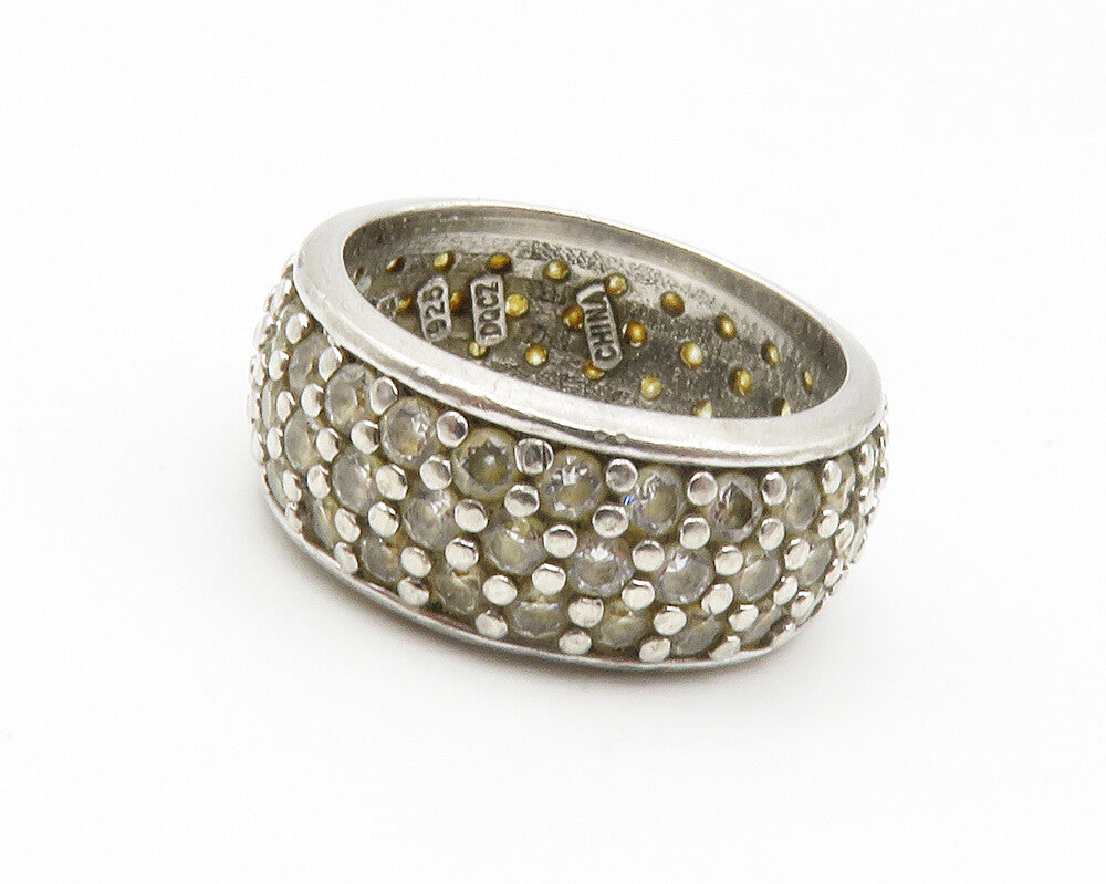 925 Sterling Silver  Vintage Cubic Zirconia Eternity Band Ring Sz 5  RG14245