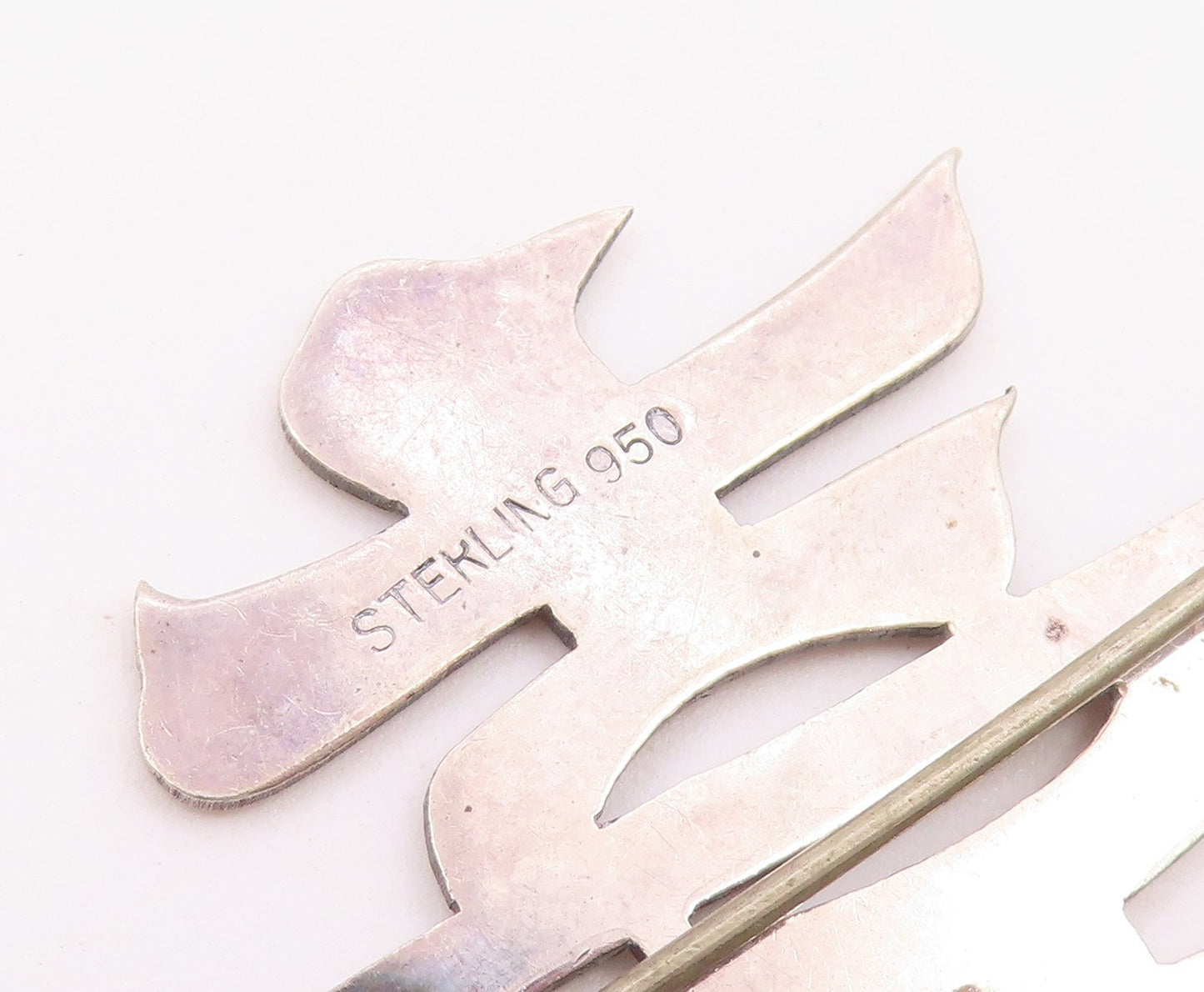 925 Sterling Silver  Vintage Shiny Smooth Cutout Design Brooch Pin  BP5488