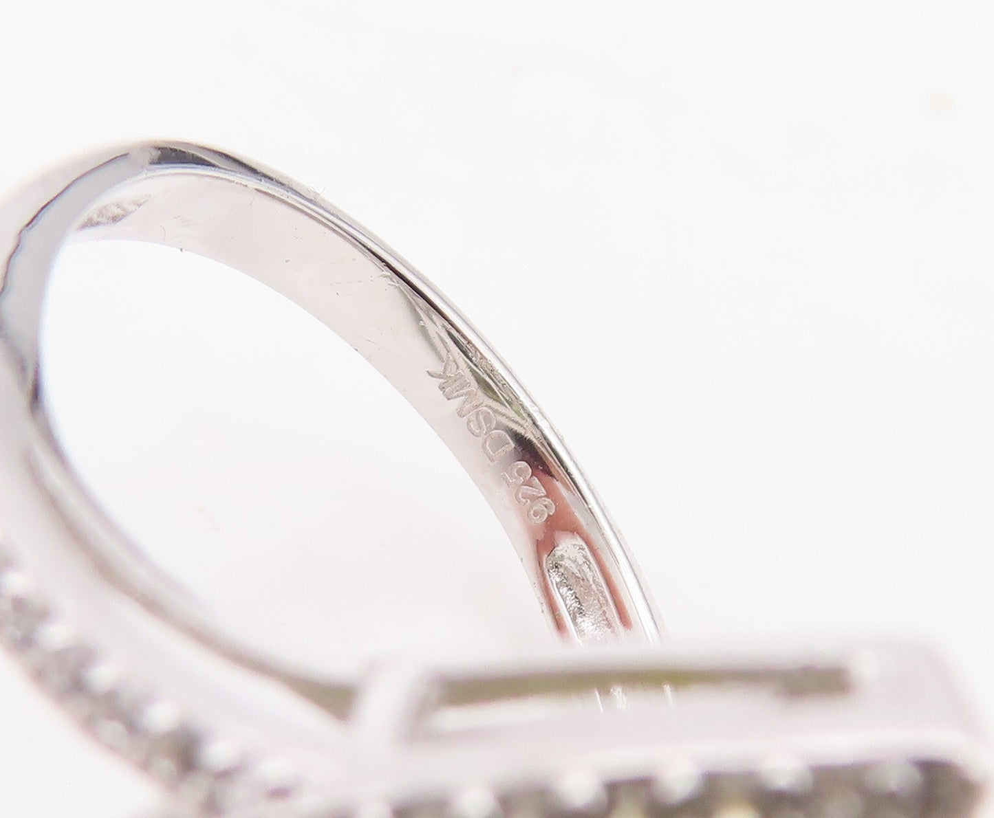 925 Sterling Silver Vintage Ring Modernist Drop Cut Citrine & CZ  Sz 7 RG30517