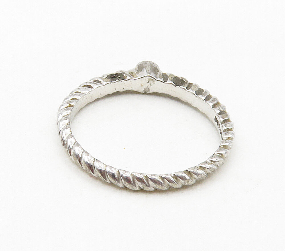 925 Sterling Silver  Genuine Diamonds Shiny Twist Band Ring Sz 10  RG15894