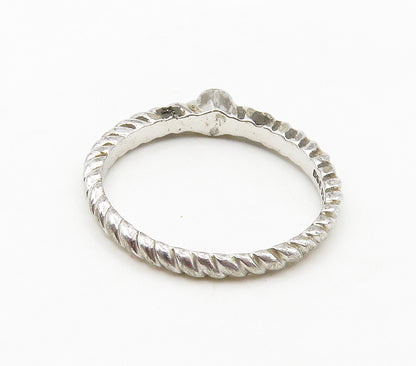 925 Sterling Silver  Genuine Diamonds Shiny Twist Band Ring Sz 10  RG15894