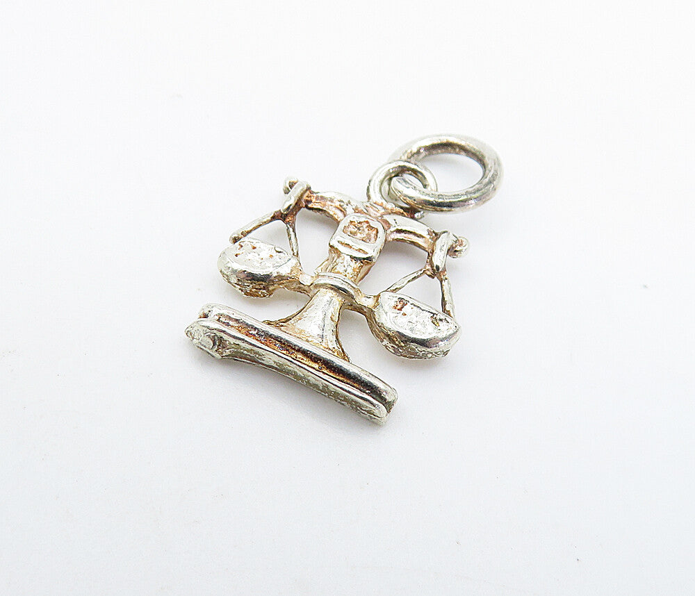925 Sterling Silver  Vintage Petite Shiny Balancing Scales Pendant  PT4918