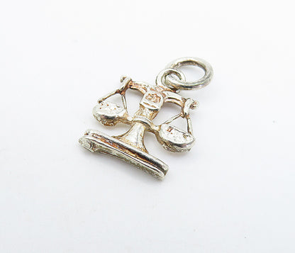 925 Sterling Silver  Vintage Petite Shiny Balancing Scales Pendant  PT4918