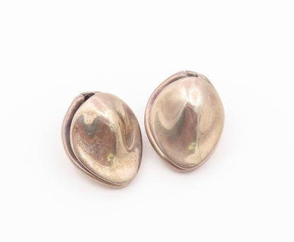 925 Sterling Silver Vintage Earrings Modernist Solid Dome Shape Clip On  EG14529