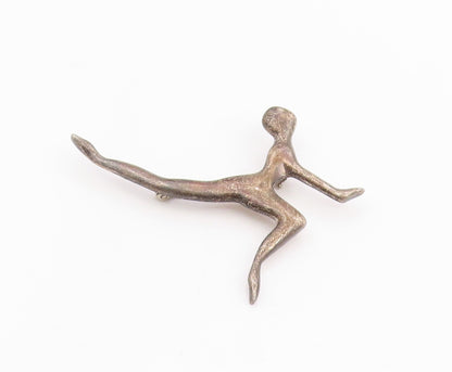 925 Sterling Silver Vintage Brooch Pin Modernist Abstract Dancing Figure BP12499