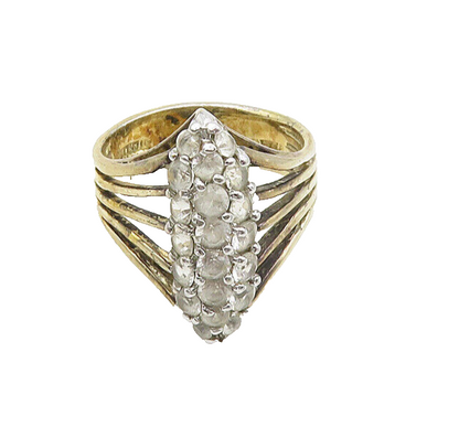 PANETTA 925 Silver  Vintage Topaz Gold Plated Cocktail Ring Sz 7.5  RG19335