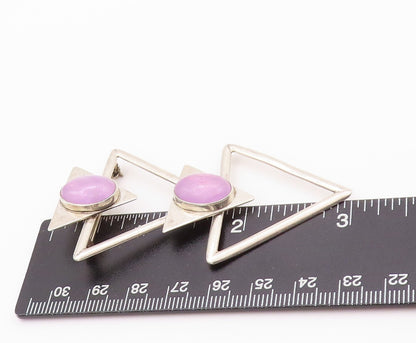925 Sterling Silver Vintage Brooch Modernist Oval Gemstone Arrows Cutout BP11577