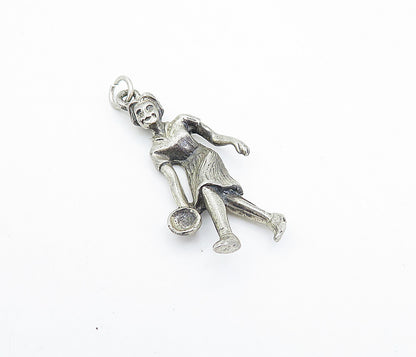 925 Sterling Silver  Vintage Petite Sculpted Tennis Player Pendant  PT2960