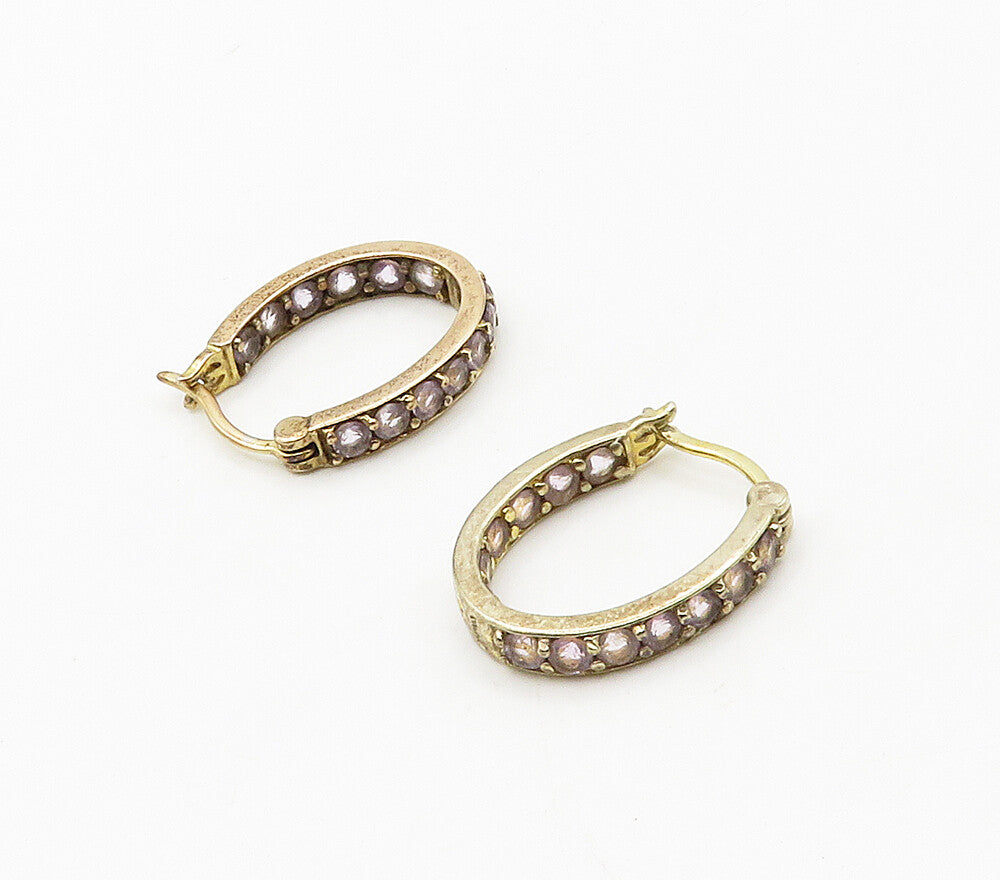 925 Sterling Silver  Topaz Gold Plated Shiny UShape Hoop Earrings  EG8383
