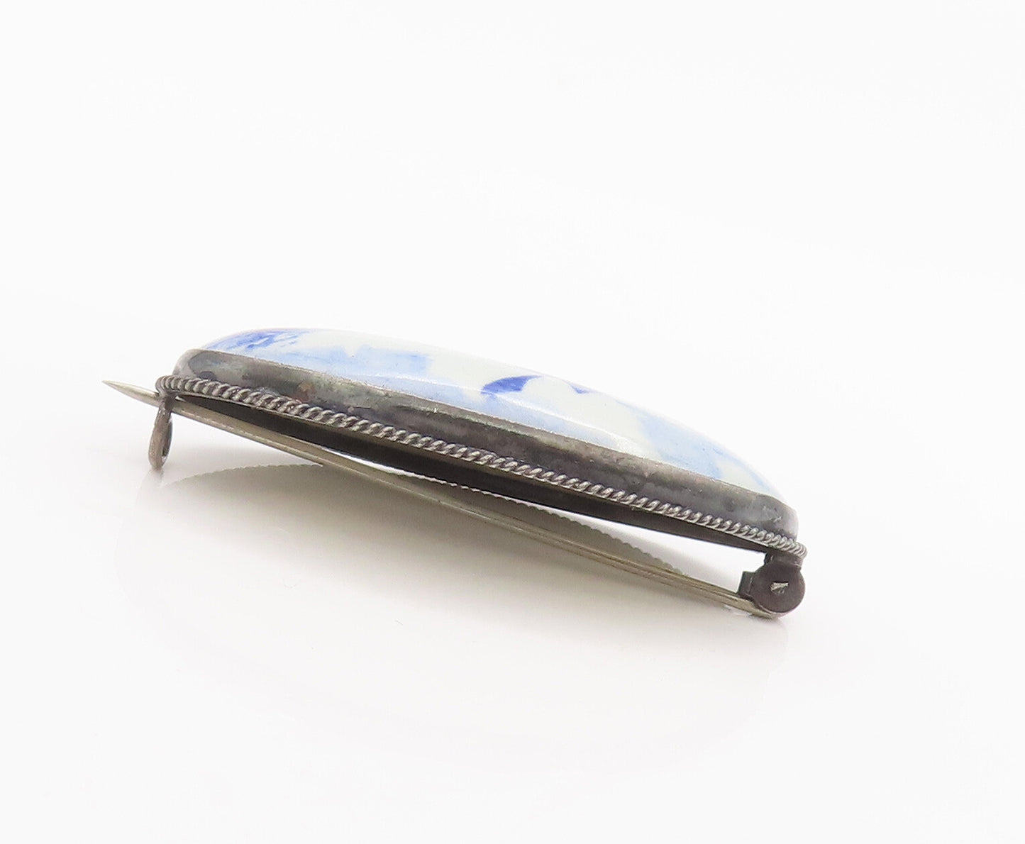 925 Sterling Silver Vintage Brooch Pin HOLLAND Minimalist Oval Landscape BP10696