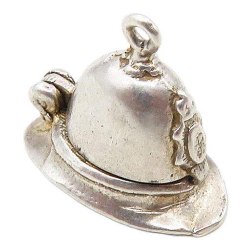 925 Sterling Silver  Vintage Petite Police Hat Motif Pendant (OPENS)  PT7023