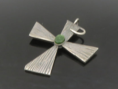 SERAFIN MOCTEZUMA 925 Silver  Vintage Jade Religious Cross Pendant  PT19711