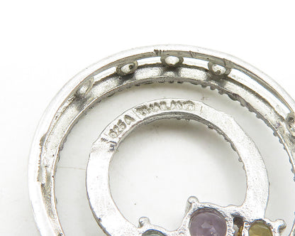 925 Sterling Silver Vintage Amethyst Peridot & Multi Stone Pendant PT15409