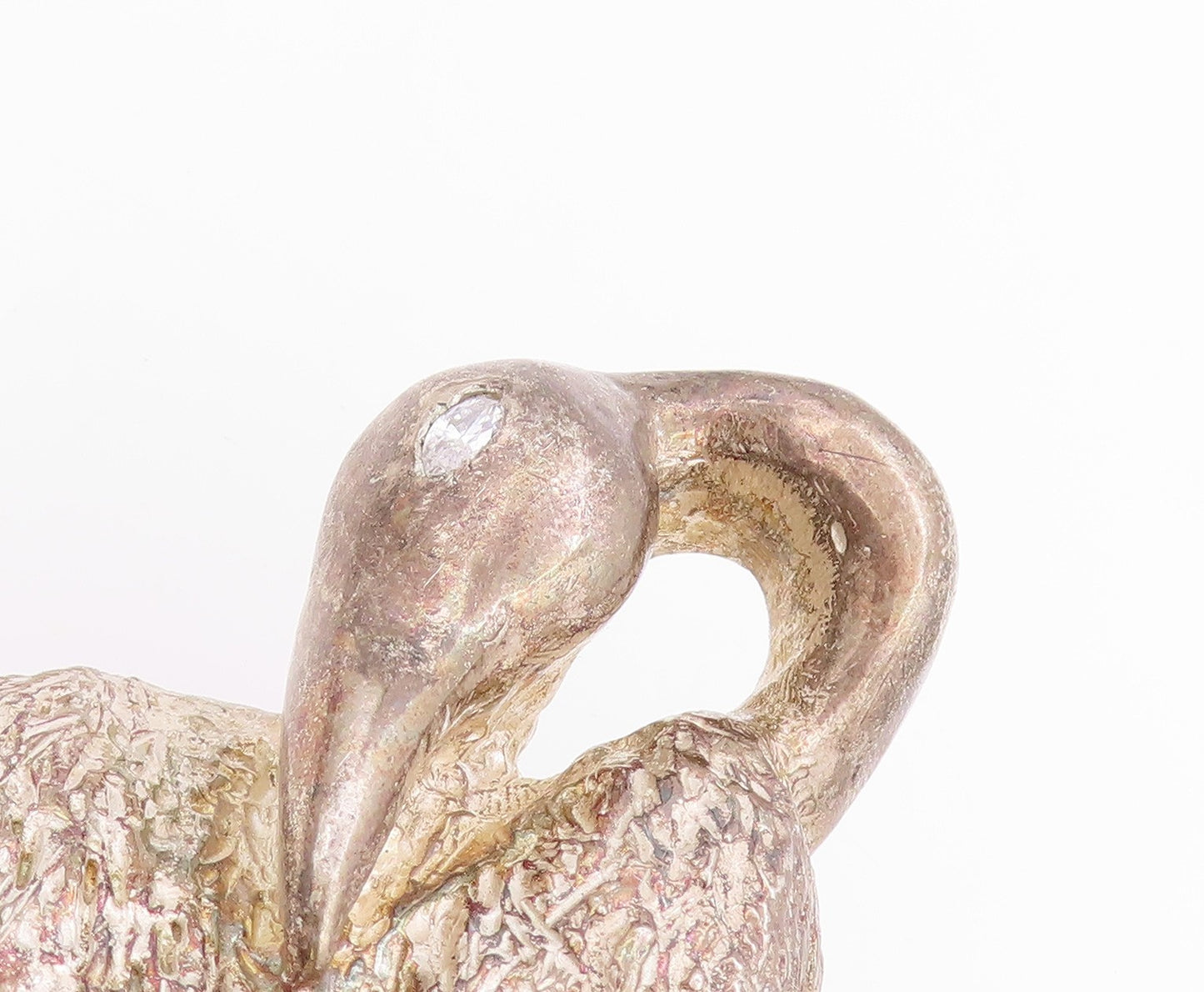 Solid Silver Vintage Belt Buckle CZ Eyed Large Pelican Bird Heavy TR3965