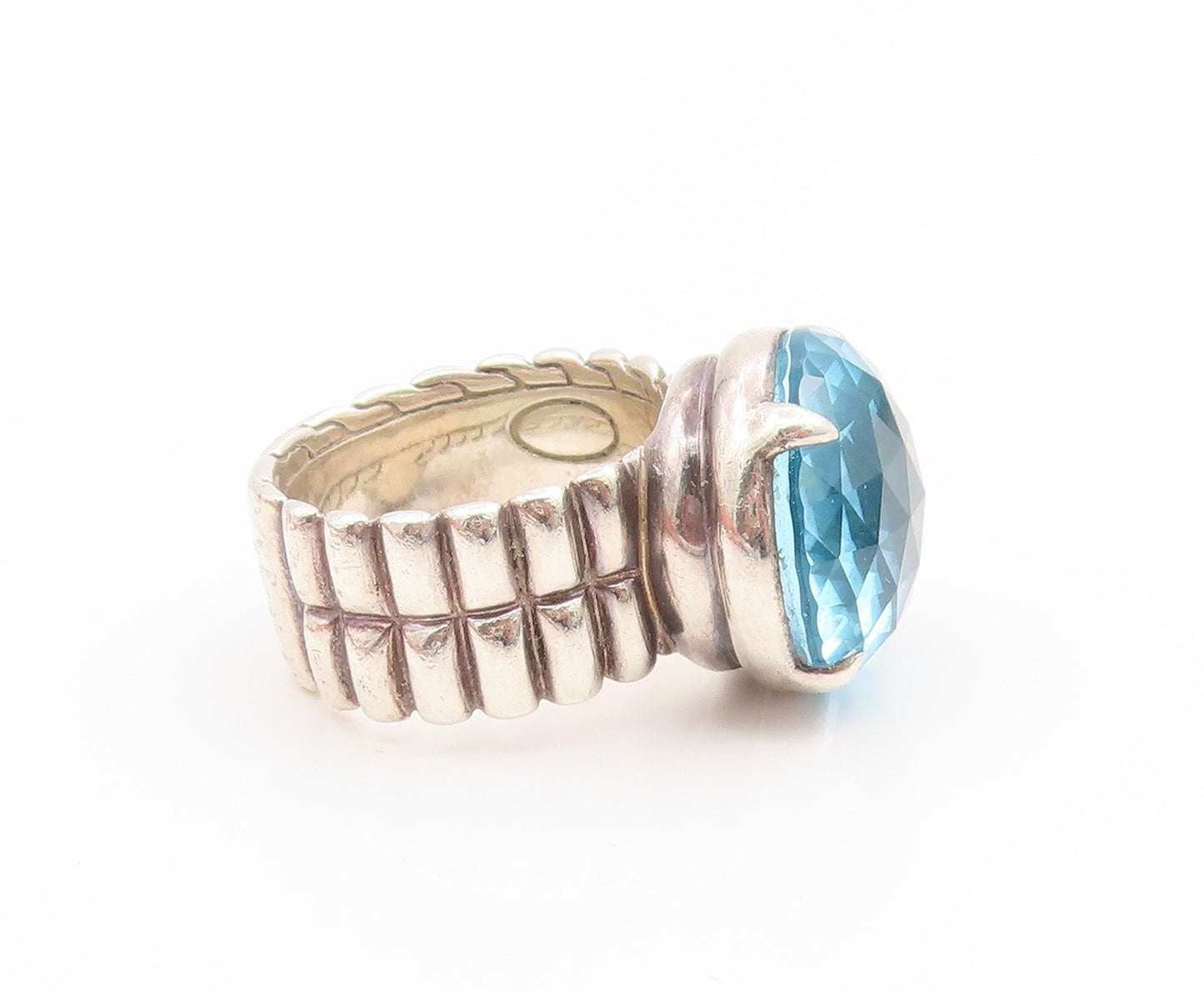 925 Sterling Silver Vintage Ring JOHN HARDY Faceted Blue Topaz  Sz 7  RG35134