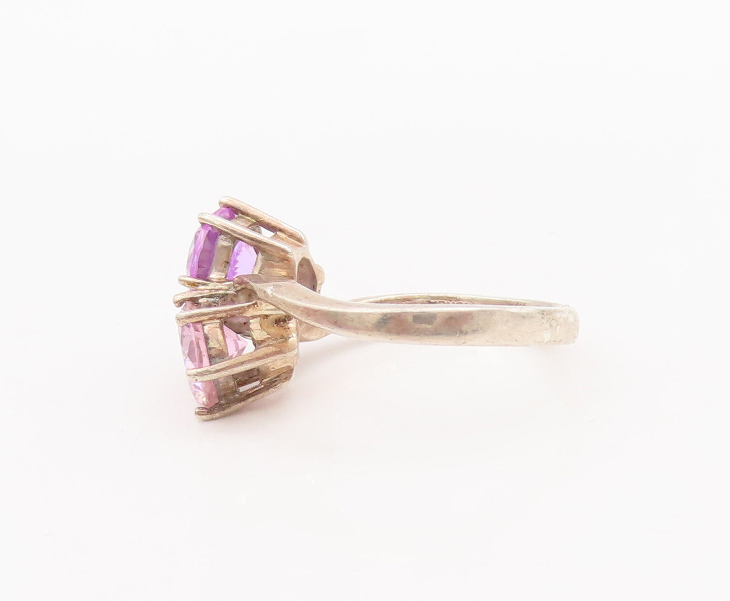 925 Sterling Silver Vintage Ring Minimalist 2 Tone Round Cut CZ  Sz 6  RG28530