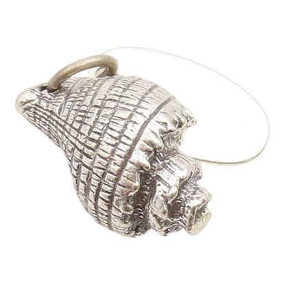 925 Sterling Silver Vintage Pendant Etched Spiral Conch Seashell Charm  PT26023