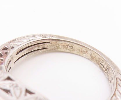 925 Sterling Silver Vintage Ring Genuine Diamonds Cluster Band  Sz 7.5  RG34432