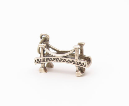 925 Sterling Silver  Vintage  Shiny Petite Bridge Motif Pendant  PT18876