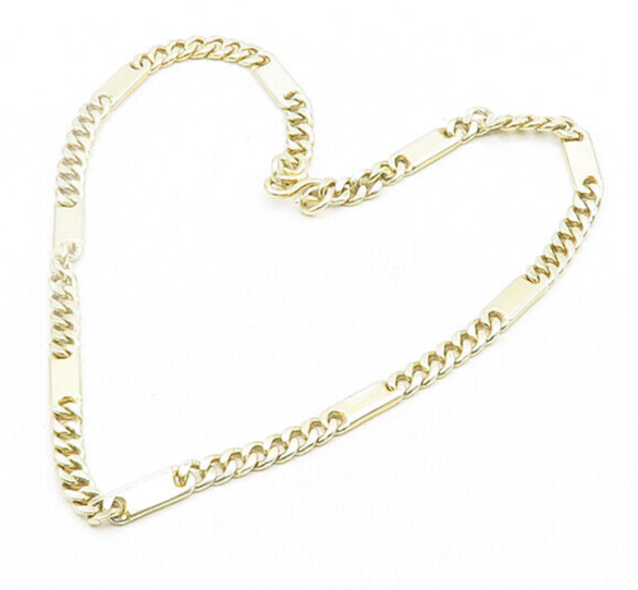 925 Sterling Silver  Vintage Shiny Gold Plated Curb Link Chain Necklace NE3117