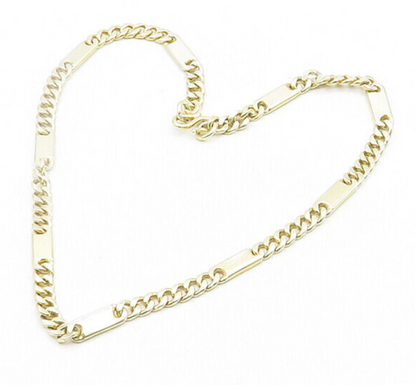 925 Sterling Silver  Vintage Shiny Gold Plated Curb Link Chain Necklace NE3117