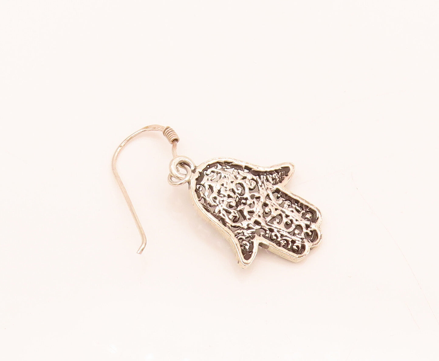 925 Sterling Silver  Vintage Artisan Filigree Hansa Earrings  EG12404